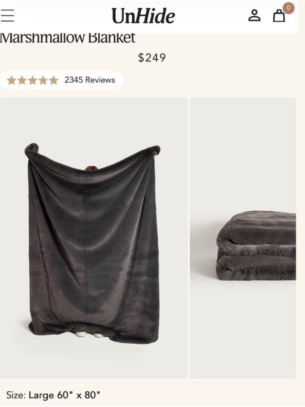 UnHide Marshmallow Blanket in Charcoal Gray